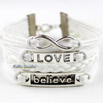 Infinite Love And Believe In Charm Bracelet, Wax..