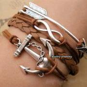 arrow,infinity&anchor bracelet-arrow bracelet-infinity bracelet-anchor bracelet-gift bracelet