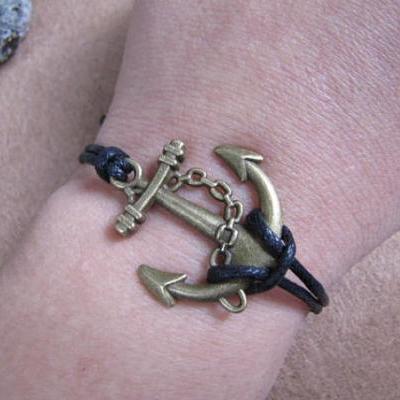 Wax rope anchor bracelet, friendship gift