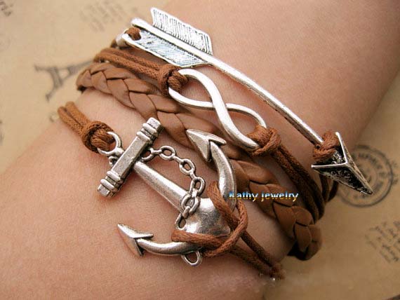 Arrow,infinity&anchor Bracelet-arrow Bracelet-infinity Bracelet-anchor Bracelet-gift Bracelet