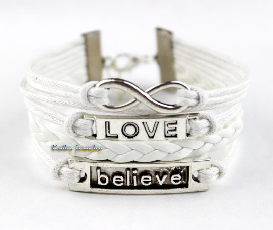Infinite Love And Believe In Charm Bracelet, Wax Rope Bracelet, The Friendship. The Bridesmaid Gifts