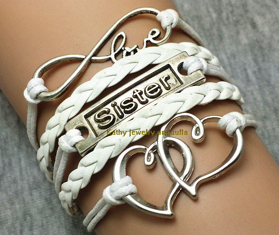 Charm Bracelet Infinity Love Heart White Braided Leather Bracelet Fashion Personalized Gift Jewelry